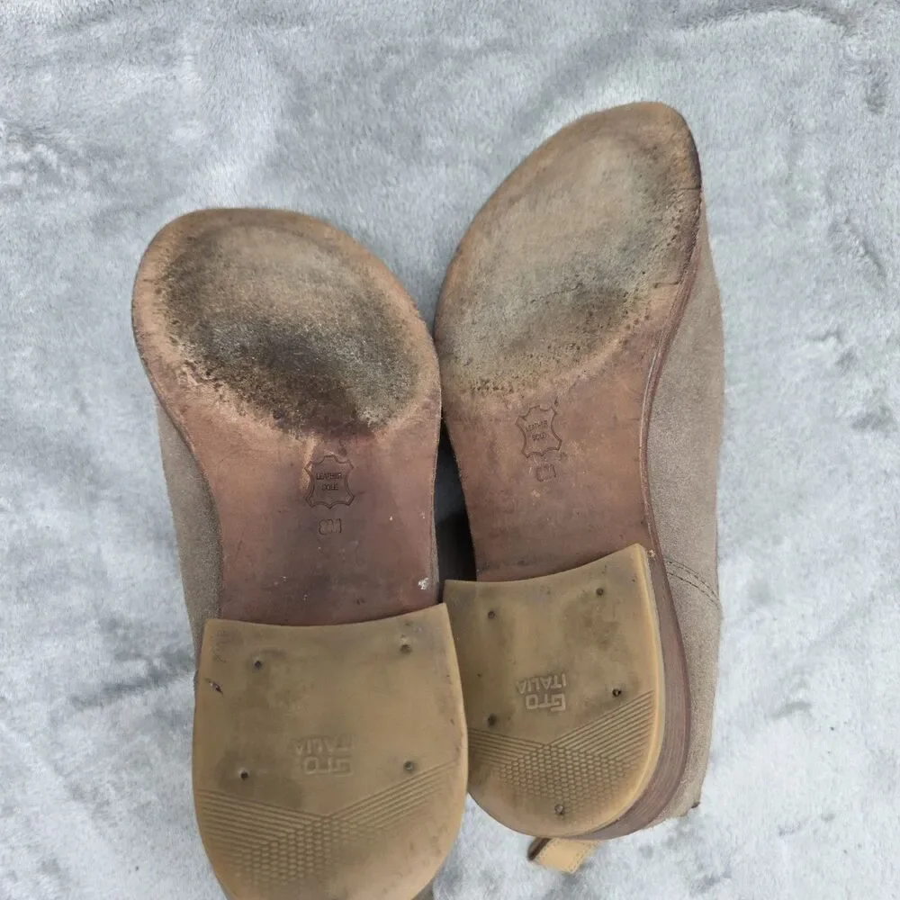 Tory Burch Boots Women's Size 8M Bennie Taupe Suede Leather Short Buckle